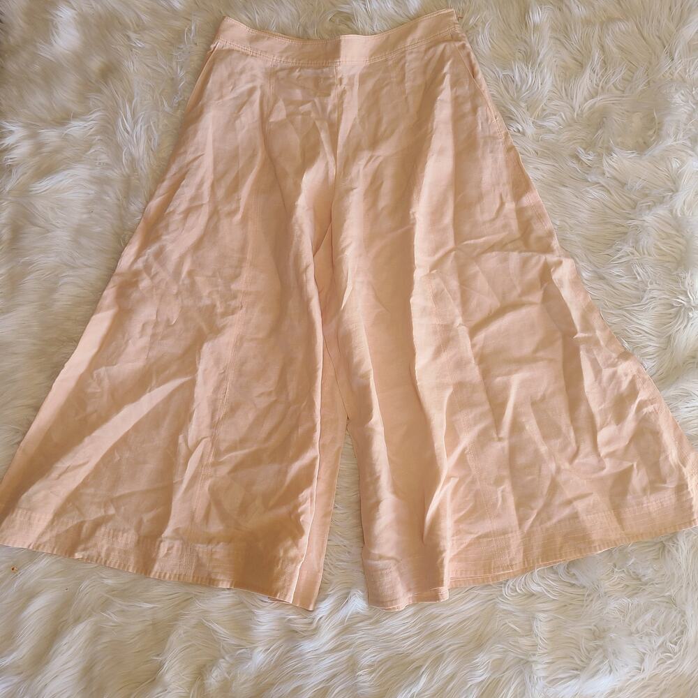 Club Monaco Culotte Pant Linen Wide Leg Cropped Porcelain 10 Flowy Beach Pants - Picture 2 of 5